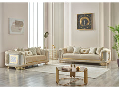 Romans Beige 3-pieces (Sofa & Loveseat & Chair) Living Room Set - Ornate Home