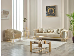 Romans Beige 3-pieces (Sofa & Loveseat & Chair) Living Room Set - Ornate Home