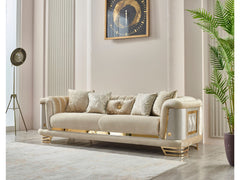 Romans Beige 3-pieces (Sofa & Loveseat & Chair) Living Room Set - Ornate Home