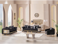 Romans Black 3-pieces (Sofa & Loveseat & Chair) Living Room Set - Ornate Home