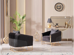 Romans Black 3-pieces (Sofa & Loveseat & Chair) Living Room Set - Ornate Home