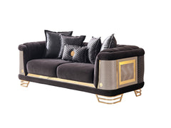 Romans Black 3-pieces (Sofa & Loveseat & Chair) Living Room Set - Ornate Home