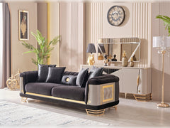 Romans Black 3-pieces (Sofa & Loveseat & Chair) Living Room Set - Ornate Home