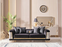 Romans Black 3-pieces (Sofa & Loveseat & Chair) Living Room Set - Ornate Home
