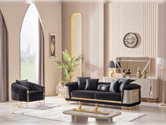 Romans Black 3-pieces (Sofa & Loveseat & Chair) Living Room Set - Ornate Home