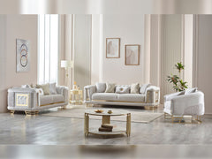 Romans Cream 3-pieces (Sofa & Loveseat & Chair) Living Room Set - Ornate Home