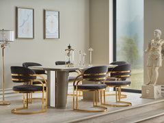 Romans Cream Dining Room Set (Consol With Mirror & Dining Table & 6 Dining Chair) - Ornate Home