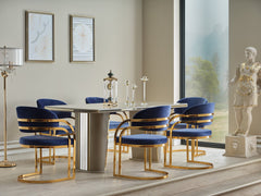 Romans Cream Dining Room Set (Consol With Mirror & Dining Table & 6 Dining Chair) - Ornate Home