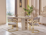 Romans Cream Dining Room Set (Consol With Mirror & Dining Table & 6 Dining Chair) - Ornate Home