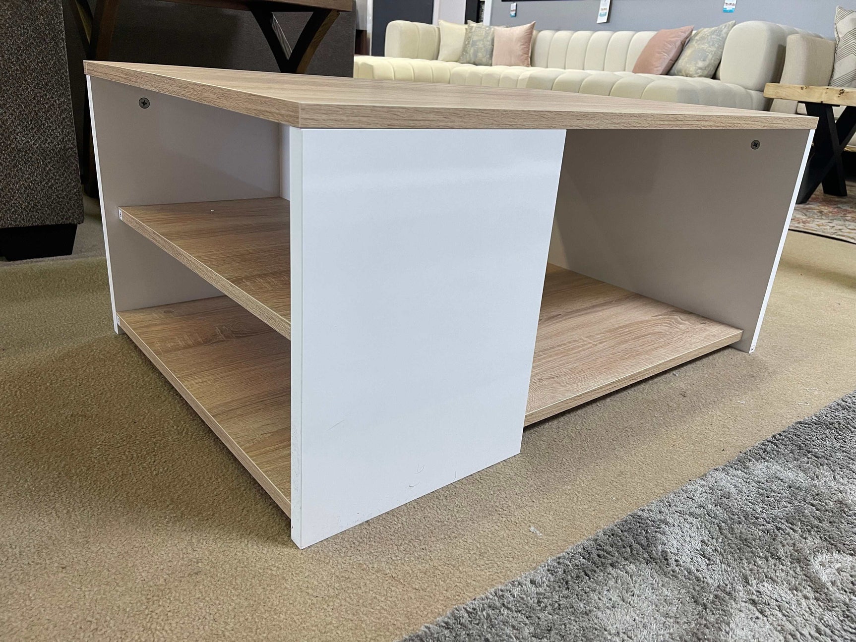 Rome White & Natural Coffee Table - Ornate Home
