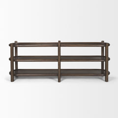 Romi Dark Brown Wood with 3 Shelves Oval Console Table - Ornate Home