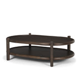 Romi Dark Brown Wood with Bottom Shelf Oval Coffee Table - Ornate Home