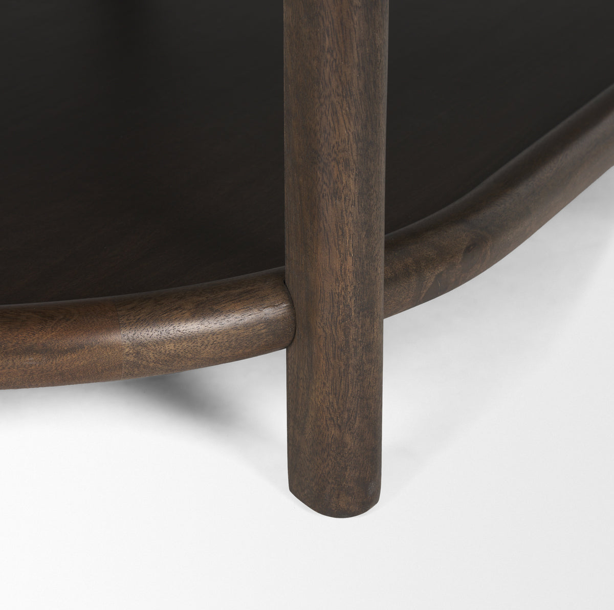 Romi Dark Brown Wood with Bottom Shelf Oval Coffee Table - Ornate Home