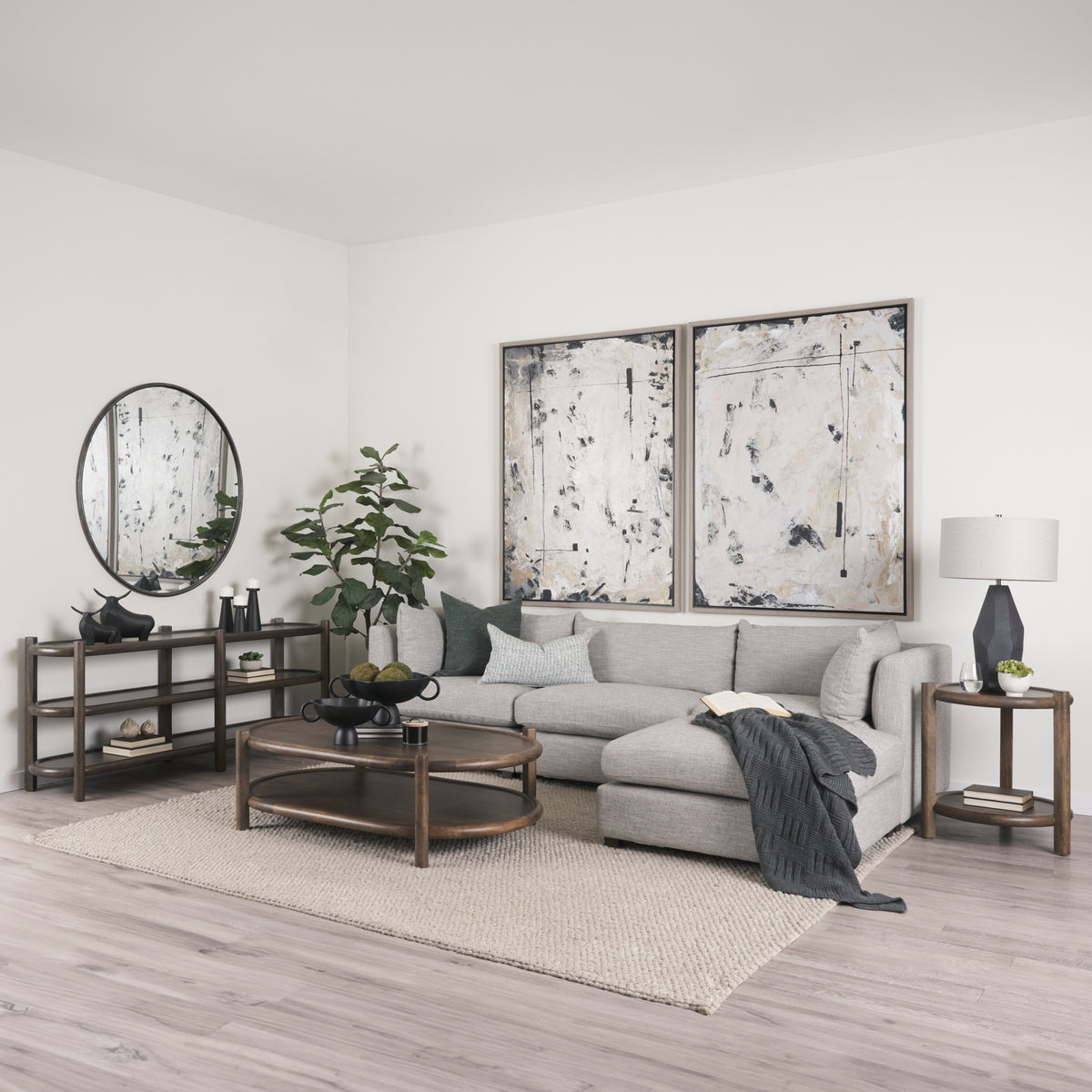 Romi Dark Brown Wood with Bottom Shelf Oval Coffee Table - Ornate Home