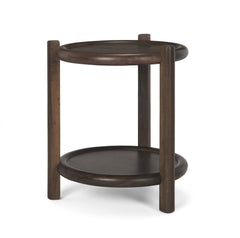 Romi Dark Brown Wood with Bottom Shelf Round Accent Table - Ornate Home