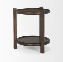Romi Dark Brown Wood with Bottom Shelf Round Accent Table - Ornate Home