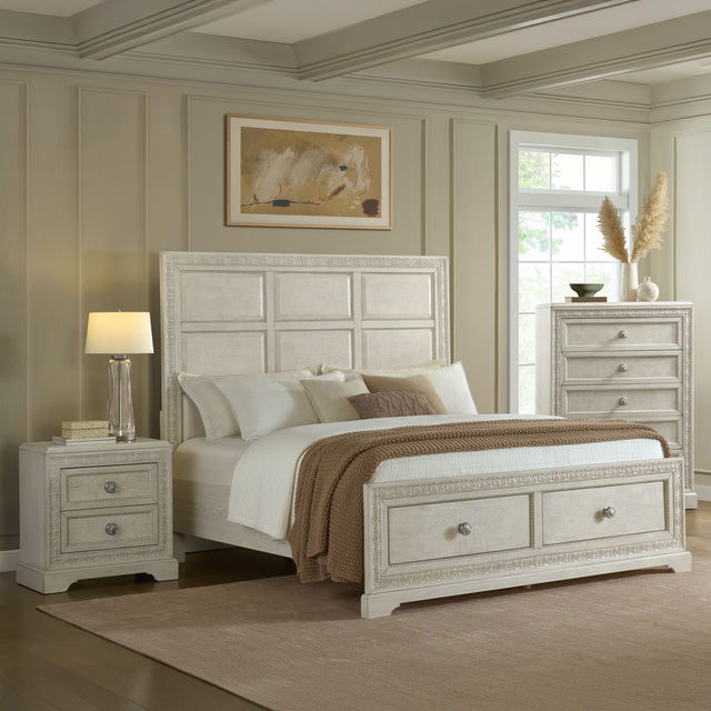 Romilly White 3-Piece Queen Storage Bedroom Set - Ornate Home