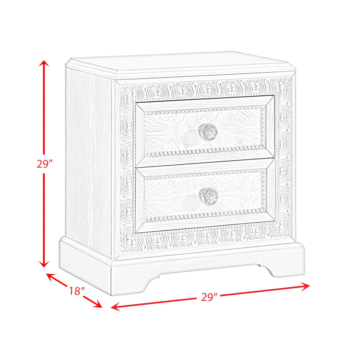 Romilly White 3-Piece Queen Storage Bedroom Set - Ornate Home