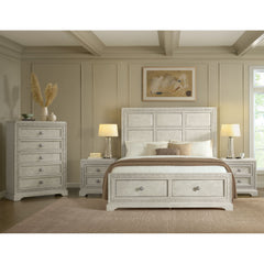 Romilly White 4-Piece Queen Storage Bedroom Set with 2 Nightstands & Chest - Ornate Home