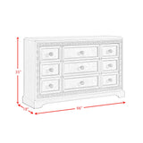 Romilly White 5-Piece Queen Storage Bedroom Set with 2 Nightstands, Dresser & Chest - Ornate Home