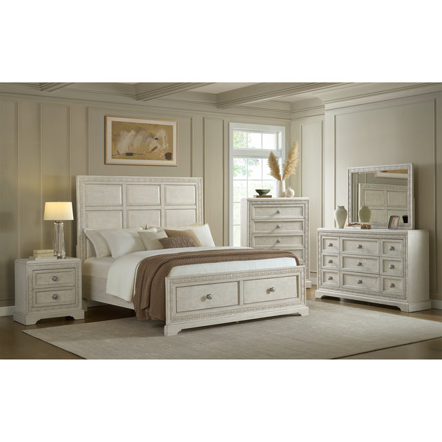 Romilly White 5-Piece Queen Storage Bedroom Set - Ornate Home
