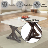 Romina White Marble & Weathered Espresso Coffee Table - Ornate Home