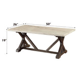 Romina White Marble & Weathered Espresso Coffee Table - Ornate Home