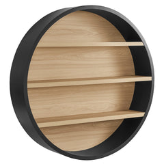 Romy Black/Natural 47" Round Wall Book Shelf - Ornate Home