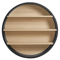 Romy Black/Natural 47" Round Wall Book Shelf - Ornate Home