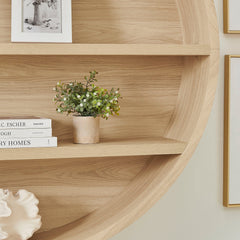 Romy Natural 47" Round Wall Book Shelf - Ornate Home