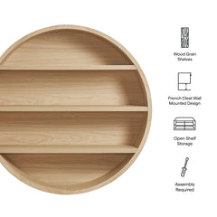 Romy Natural 47" Round Wall Book Shelf - Ornate Home