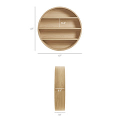 Romy Natural 47" Round Wall Book Shelf - Ornate Home