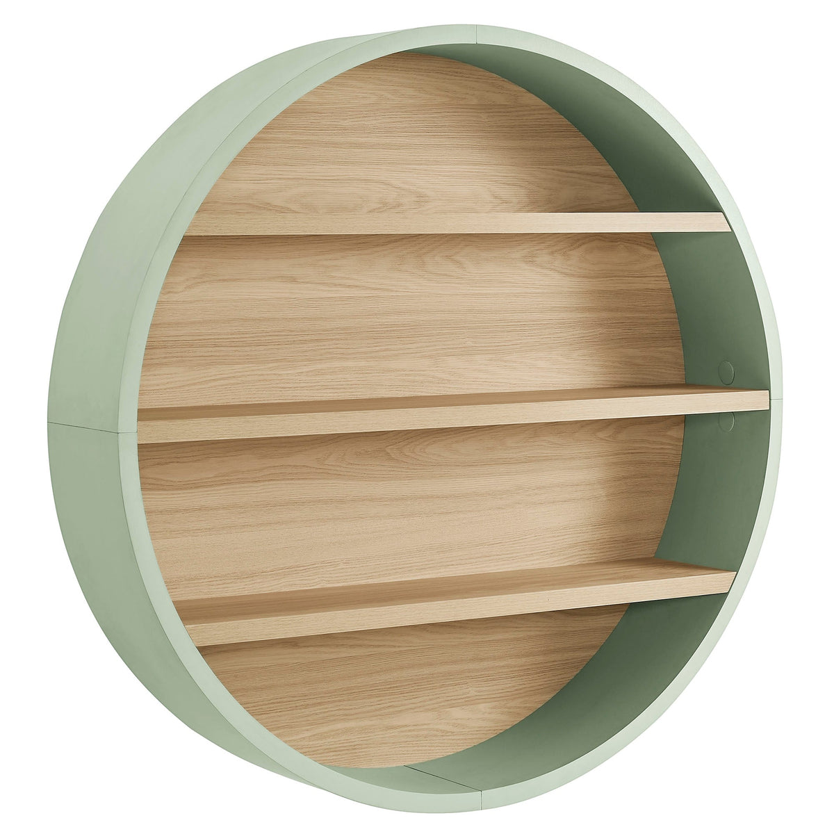 Romy Sage/Natural 47" Round Wall Book Shelf - Ornate Home