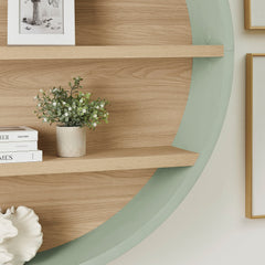 Romy Sage/Natural 47" Round Wall Book Shelf - Ornate Home