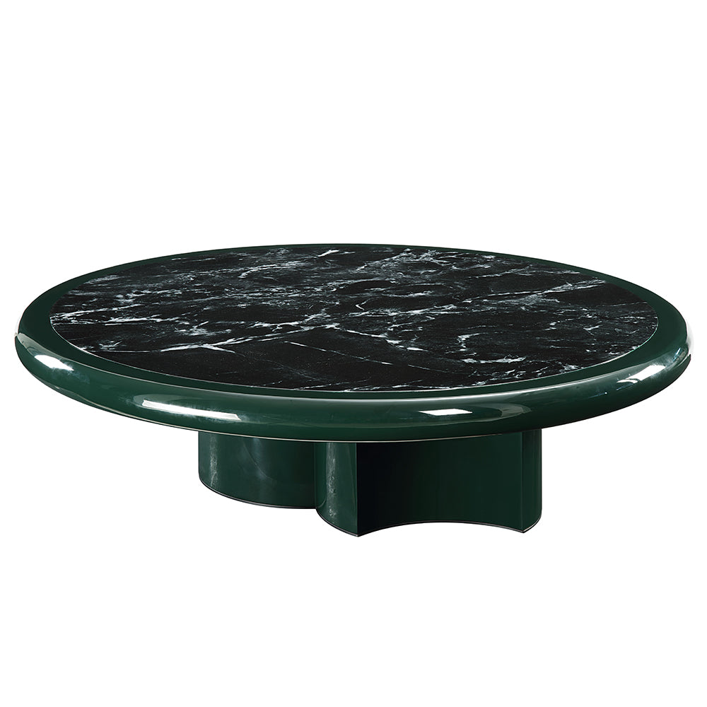 Ronald MarbleTop/Dark Green/Brown High Gloss Coffee Table - Ornate Home
