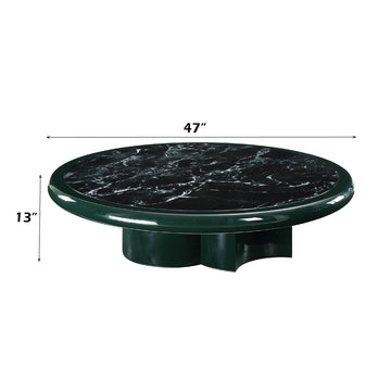 Ronald MarbleTop/Dark Green/Brown High Gloss Coffee Table - Ornate Home