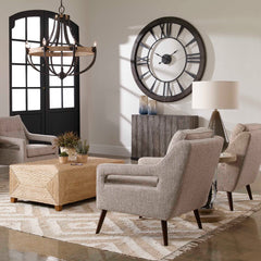 Ronan Black/Gray/Woodtone Wall Clock Large - Ornate Home