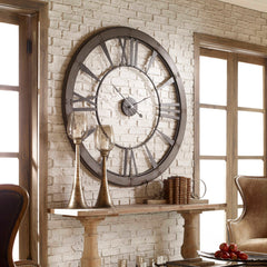Ronan Black/Gray/Woodtone Wall Clock Large - Ornate Home