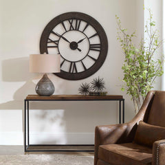 Ronan Black/Woodtone Wall Clock - Ornate Home