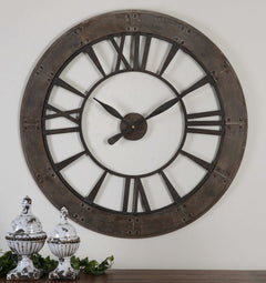 Ronan Black/Woodtone Wall Clock - Ornate Home
