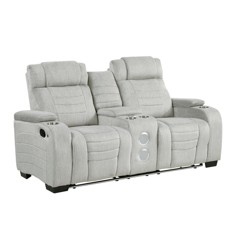 Ronan Light-Gray Double Reclining Loveseat - Ornate Home