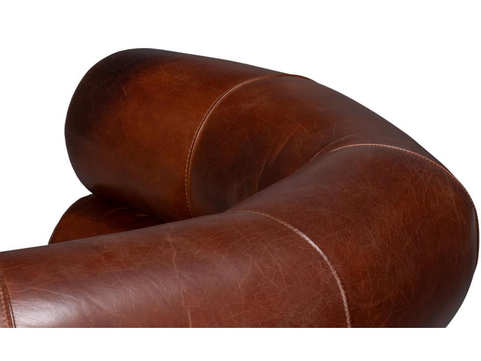 Rondo Brown Leather Swivel Chair - Ornate Home