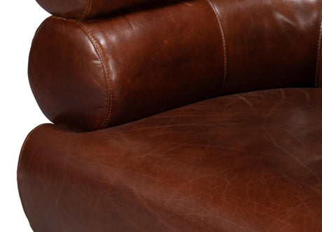 Rondo Brown Leather Swivel Chair - Ornate Home