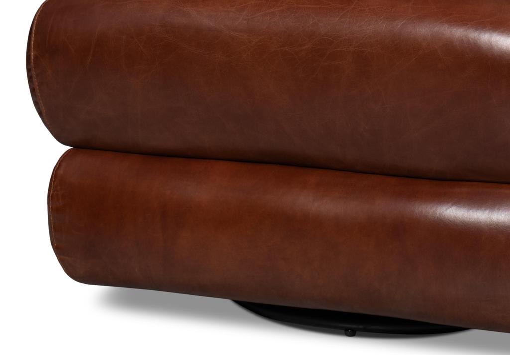 Rondo Brown Leather Swivel Chair - Ornate Home