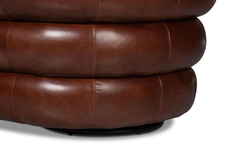 Rondo Brown Leather Swivel Chair - Ornate Home