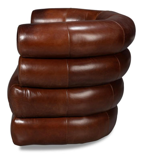 Rondo Brown Leather Swivel Chair - Ornate Home