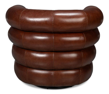 Rondo Brown Leather Swivel Chair - Ornate Home