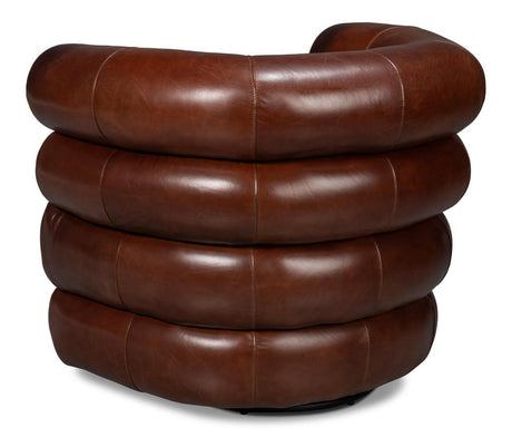 Rondo Brown Leather Swivel Chair - Ornate Home