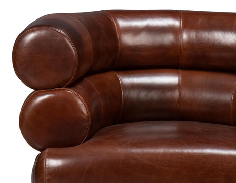 Rondo Brown Leather Swivel Chair - Ornate Home