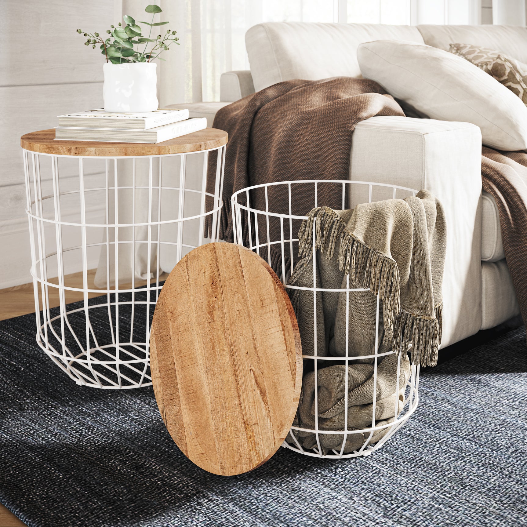 Rondo White 2-Pc Nesting End Tables Set - Ornate Home